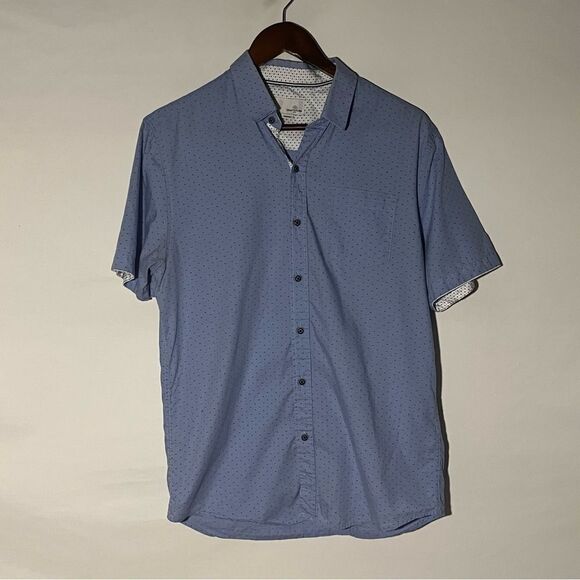 Men's Craft + Flow Blue Short Sleeve Printed Button Down Shirt - Picture 2 of 9